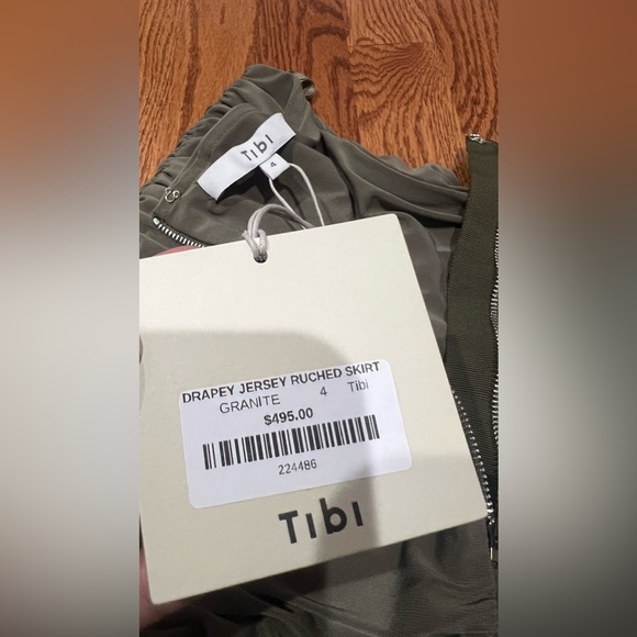 Orig $495 Tibi DRAPEY JERSEY RUCHED SKIRT GRANITE Size 4 - Picture 11 of 11